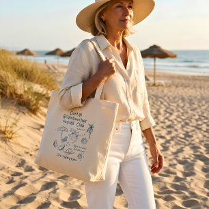 Kustoma grandmother club strand vrijgezellenfeest grote tote bag