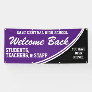 Kustome Paarse Welkom terug naar schoolbanner Spandoek
