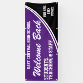Kustome Paarse Welkom terug naar schoolbanner Spandoek (Verticaal)
