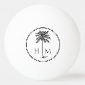 Kustpalm zwart-wit monogram pingpongbal (Voorkant)