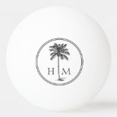 Kustpalm zwart-wit monogram pingpongbal (Achterkant)