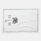 Kustpalm zwart-wit monogram theedoek (Horizontaal)