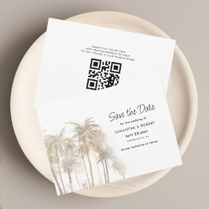 Kustpalmbomen en QR-code bruiloft Save The Date