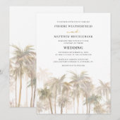 Kustpalmbomen Moderne bestemming bruiloft Kaart (Voorkant / Achterkant)