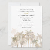 Kustpalmbomen Moderne bestemming bruiloft Kaart (Voorkant)