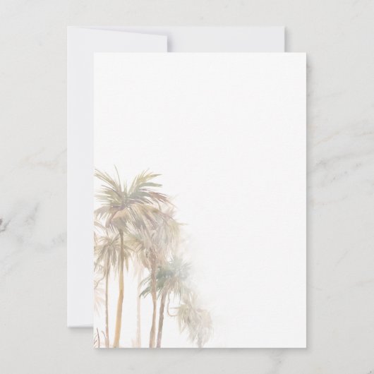 Kustpalmbomen Moderne Waterverf bruiloft Kaart (Achterkant)