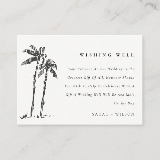 Kustpalmboom schets bruidswensput informatiekaartje (Voorkant)