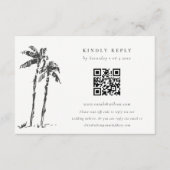 Kustpalmboom schets bruiloft QR-code RSVP Informatiekaartje (Voorkant)