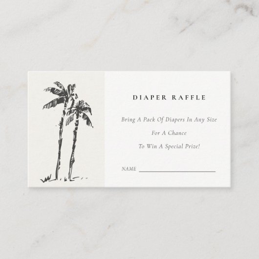 Kustpalmboom schets luier Raffle Baby shower Informatiekaartje (Voorkant)