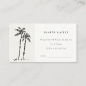 Kustpalmboom Schets Luierraffle Baby Shower Informatiekaartje (Voorkant)