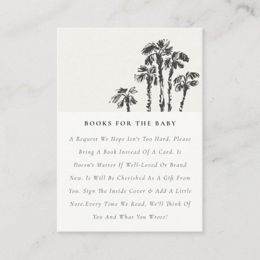 Kustpalmboom schetsboeken voor Baby shower Informatiekaartje (Voorkant)