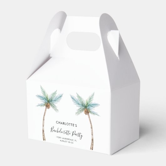 Kustpalmboom Script Bachelorette Feest Bedankdoosjes (Voorkant Zijde)