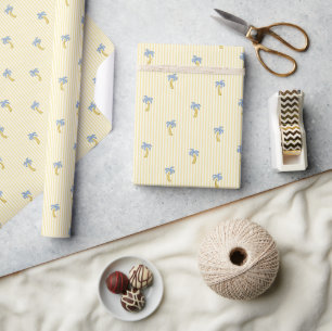 Kustpalmboom & Strepen Mediterraan Geel Cadeaupapier