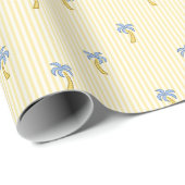 Kustpalmboom & Strepen Mediterraan Geel Cadeaupapier (Rol Hoek)