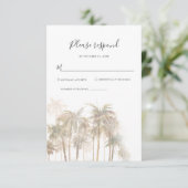 Kustpalmen Waterverf Bestemming Bruiloft RSVP Kaartje (Staand voorkant)