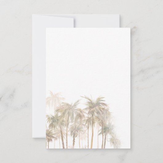 Kustpalmen Waterverf Bestemming Bruiloft RSVP Kaartje (Achterkant)