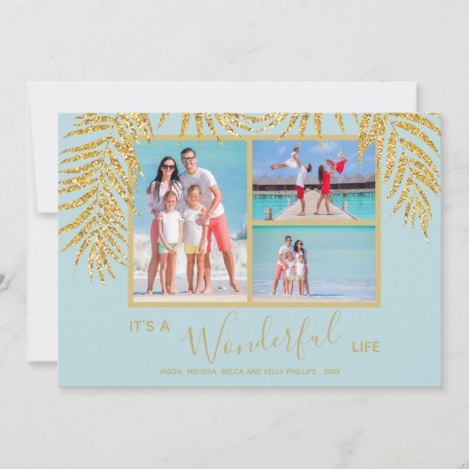 Kustpalmfotocollage kerstmis feestdagenkaart (Voorkant)