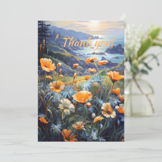 Kustpapaver Zeegezicht Bedankkaart (Staand voorkant)