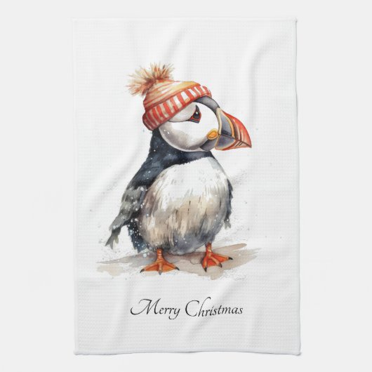Kustpapegaaiduiker Kerst Keuken Decor Theedoek (Verticaal)