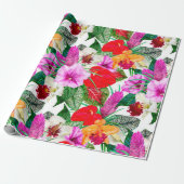 Kustparadijs bloeit cadeaupapier (Uitgerold)