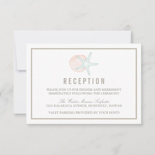 Kustpastels Bruiloft Receptie Kaart (Voorkant)