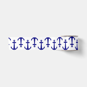 Kustpatroon met witte blauwe anchor satijnen lint
