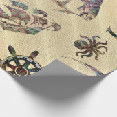 Kustpatroon op zand cadeaupapier (Hoek)