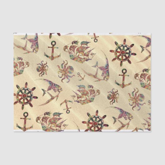 Kustpatroon op zand tissuepapier (Voorkant)