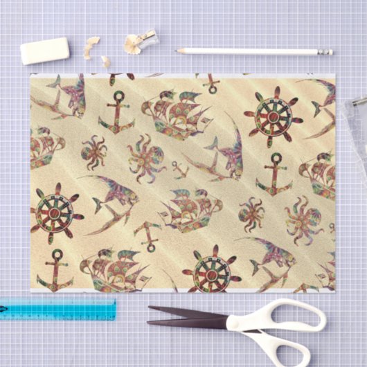 Kustpatroon op zand tissuepapier (Craft)