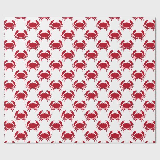 Kustpatroon van rode krab op wit cadeaupapier (Vlak)