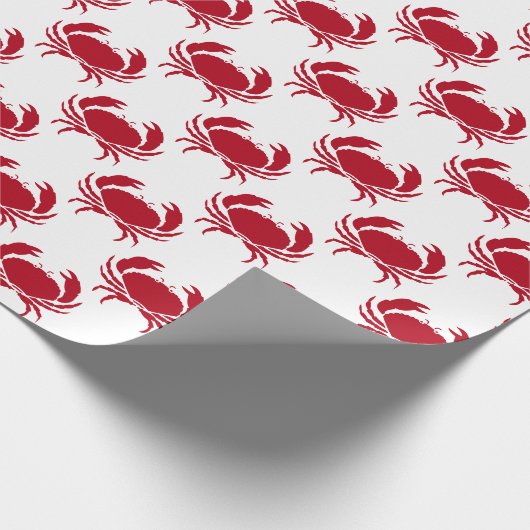 Kustpatroon van rode krab op wit cadeaupapier (Hoek)