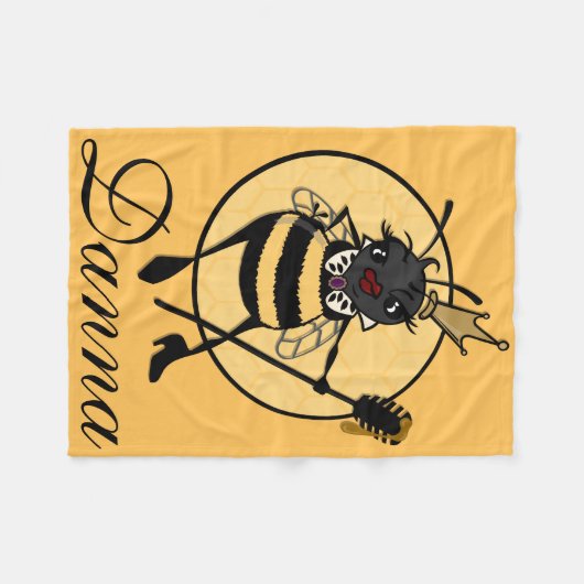 KUSTPERSONALISEERD KONINGEEN BEE FLEECE BLANKET (Voorkant (Horizontaal))