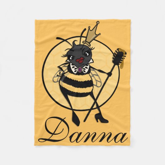 KUSTPERSONALISEERD KONINGEEN BEE FLEECE BLANKET DEKEN (Voorkant)