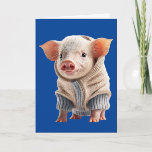 KUSTPIG DIE EEN ZWEEKTER BIRTHDAY-WENSKAART BEKIJK KAART (Voorkant)