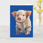 KUSTPIG DIE EEN ZWEEKTER BIRTHDAY-WENSKAART BEKIJK KAART (Gele Bloem)