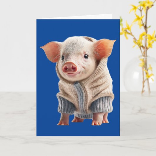 KUSTPIG DIE EEN ZWEEKTER BIRTHDAY-WENSKAART BEKIJK KAART (Gele Bloem)