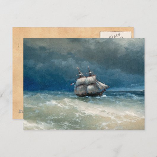 Kustplaats met Stormy Waters Ivan Aivazovsky Briefkaart (Voorkant / Achterkant)