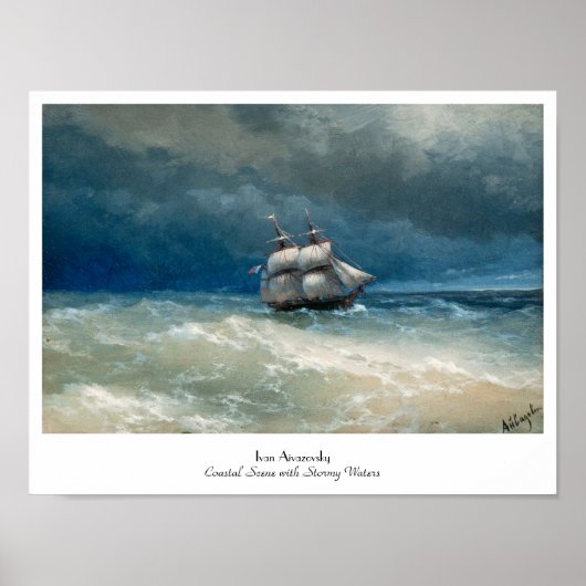Kustplaats met Stormy Waters Ivan Aivazovsky Poster (Voorkant)