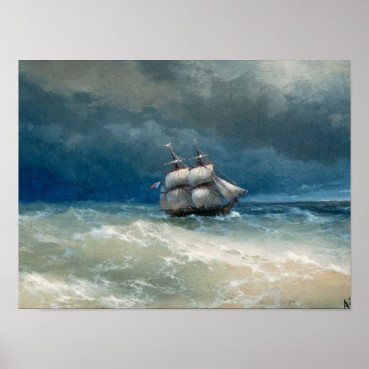 Kustplaats met Stormy Waters Ivan Aivazovsky Poster (Voorkant)