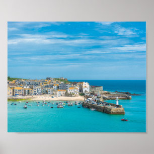 Kustplaats St. Ives, Cornwall, Verenigd Koninkrijk Poster