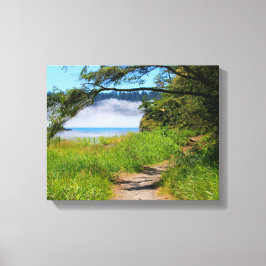 Kustplaats, weg naar strand, kust, mooi, mooi canvas afdruk