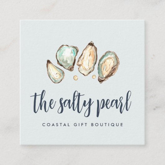 Kustplein voor de Waterverf Pearl en Oyster Vierkante Visitekaartje (Voorkant)