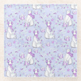 KUSTPOLAIRE BEREN MET CHRISTMAS PRESENTS GLAZEN ONDERZETTER