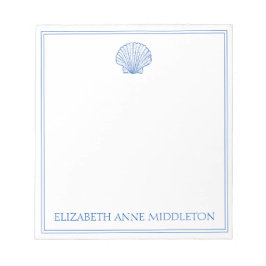 Kustpreppy Blue en White Shell op maat Notitieblok