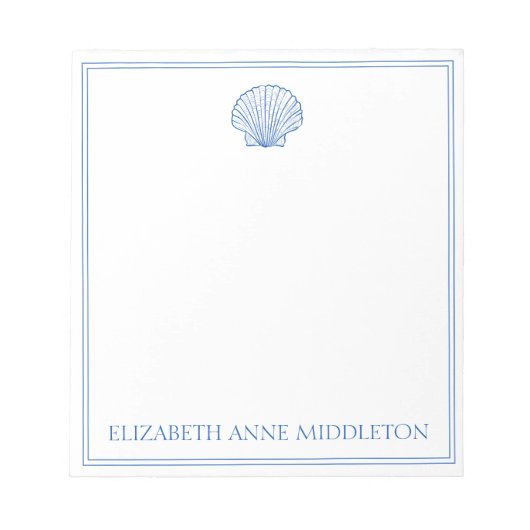 Kustpreppy Blue en White Shell op maat Notitieblok (Voorkant)