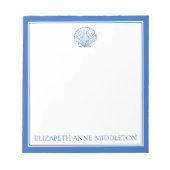 Kustpreppy Blue en White Shell op maat Notitieblok (Voorkant)