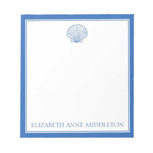 Kustpreppy Blue en White Shell op maat Notitieblok (Voorkant)