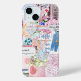 Kustpreppy Collage, Zomercollage Telefoonhoesje iPhone 15 Case