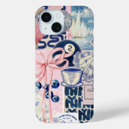 Kustpreppy Collage, Zomercollage Telefoonhoesje iPhone 15 Case