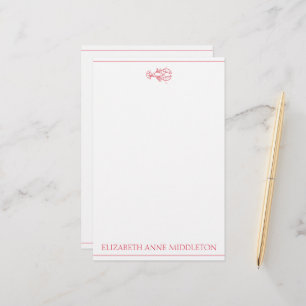 Kustpreppy Red en White Lobster gepersonaliseerd Briefpapier